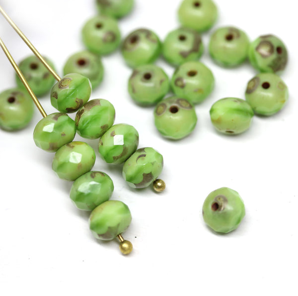 Green rondelle picasso beads authentic Czech glass jewelry supplies 
