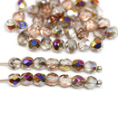 4mm Apollo rose gold AB finish Czech glass beads, 50Pc