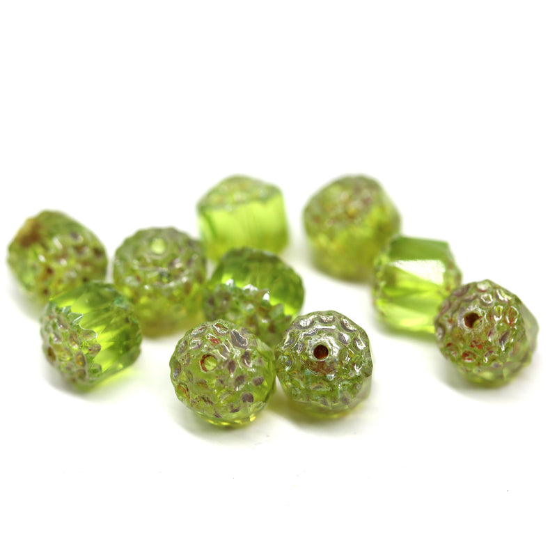 8mm Grass green cathedral Czech glass fire polished beads DIY jewelry