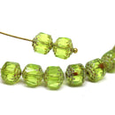 8mm Grass green cathedral Czech glass fire polished beads DIY jewelry
