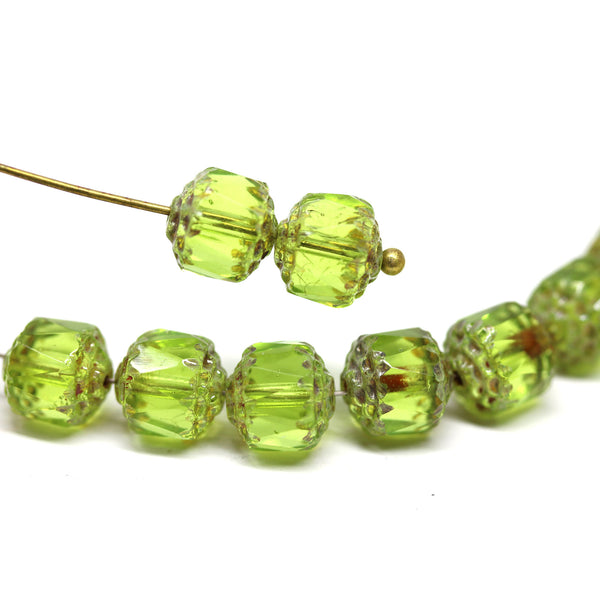 8mm Grass green cathedral Czech glass fire polished beads DIY jewelry
