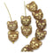 Light opal brown cat head Czech glass beads with Golden wash