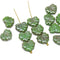 Green maple czech glass leaf beads picasso luster finish 