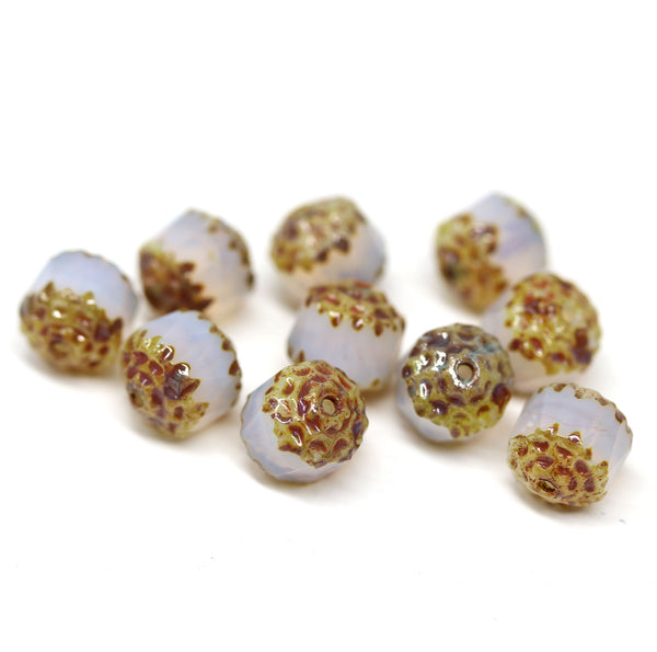 8mm Opal white cathedral Czech glass fire polished beads DIY jewelry