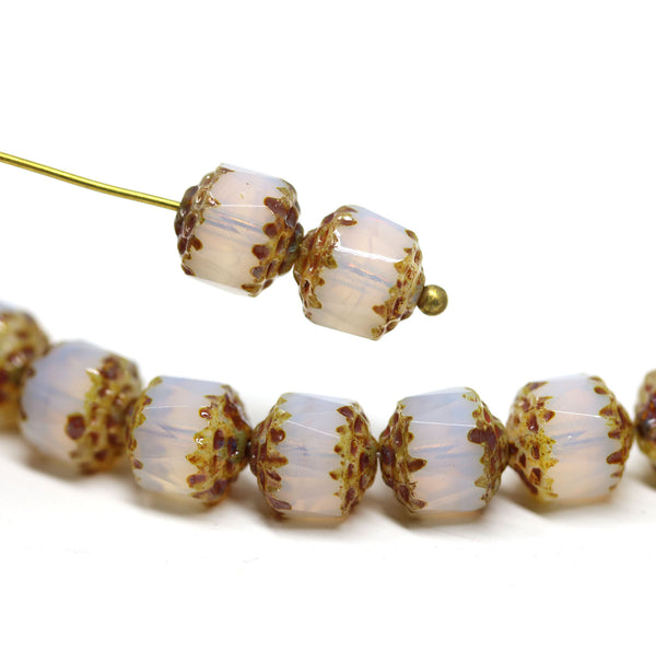 8mm Opal white cathedral Czech glass fire polished beads DIY jewelry