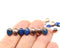 6x8mm Dark blue petal drop beads copper coated Czech glass flower petals, 25pc