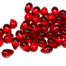 Ruby red czech glass teardrop top drilled beads for Christmas jewelry