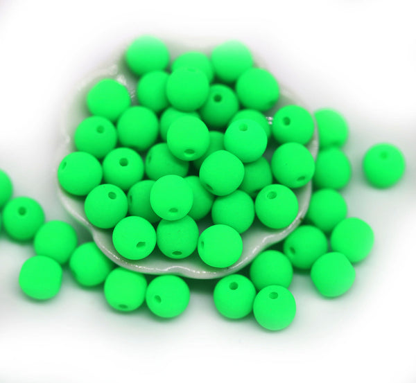 4mm Neon dark green czech glass round druk beads spacers, 50pc