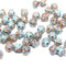 6mm Mixed blue clear fancy small bicone beads, gold wash, 50pc