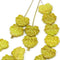 Yellow green maple leaf beads, Czech glass DIY autumn jewelry supply