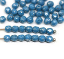 4mm Turquoise blue silver wash Czech glass beads with luster, 50Pc