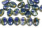 6x8mm Dark blue petal drop beads Czech glass flower petals, rustic silver wash, 25pc