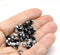 5mm Black bicone beads Silver coating Czech glass fire polished 50pc