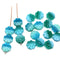 9mm Blue green daisy flower beads, czech glass floral beads