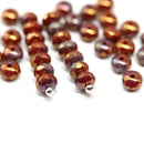 3x5mm Brown red luster finish czech glass rondel beads - 40Pc
