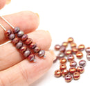 3x5mm Brown red luster finish czech glass rondel beads - 40Pc