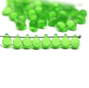 5x7mm Transparent green czech glass teardrops, 50pc