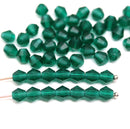 5mm Frosted dark teal green bicone beads Czech glass fire polished, 50pc
