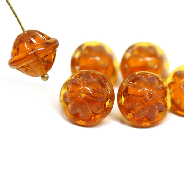 Large topaz fancy bicone Czech glass pressed beads for jewelry making