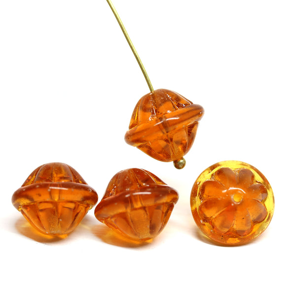 Large topaz fancy bicone Czech glass pressed beads for jewelry making