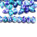 6x9mm Purple green czech glass teardrop beads, 40pc