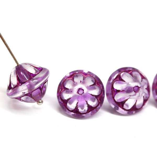 Large  fancy bicone Czech glass pressed beads jewelry making DIY craft