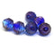 11mm Large mixed blue bicone beads copper finish, 6pc