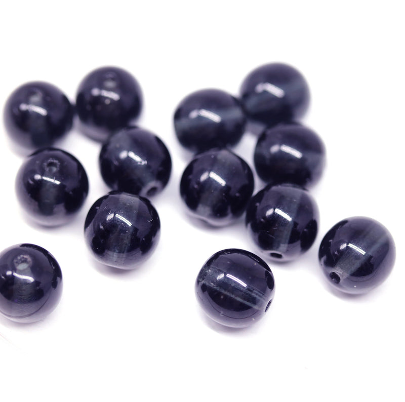 10mm Dark ink blue round czech glass druk beads for jewelry making