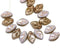 12x7mm Light brown leaf beads, copper inlays Czech glass, 40pc