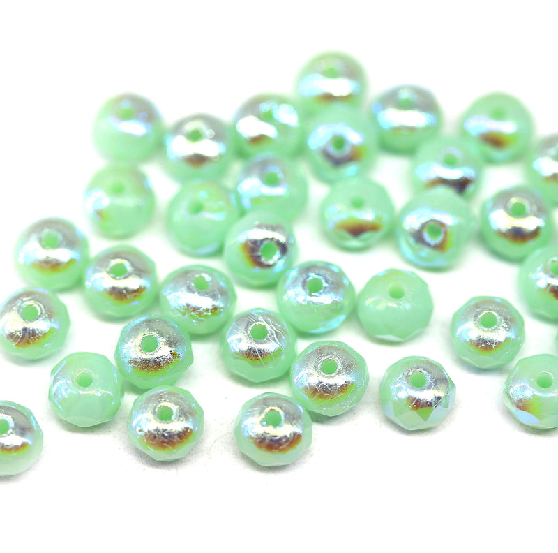 3x5mm Mint green rondelle beads, czech glass - 40pc