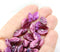 12x7mm Pink leaf beads, sparkling pink inlays Czech glass, 40pc