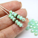3x5mm Mint green rondelle beads, czech glass - 40pc