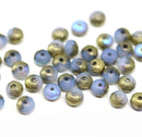 3x5mm Opal blue gold coating rondelle beads, czech glass - 40pc