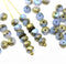 3x5mm Opal blue gold coating rondelle beads, czech glass - 40pc
