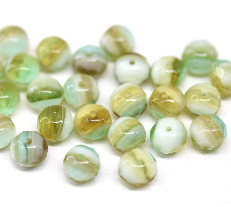 5x7mm Light green beige Czech glass rondelle beads, 25pc
