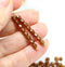 4mm Light brown czech glass fire polished beads, luster, 50Pc