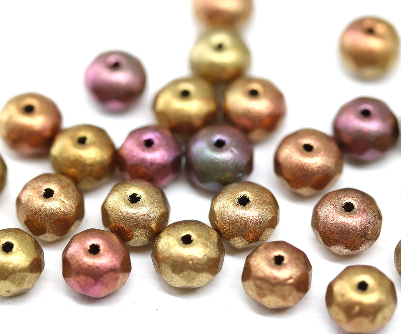 5x7mm Metallic Czech glass rondelle beads mix, 25pc