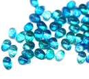 5x7mm Bright blue green Czech glass teardrop beads - 50pc