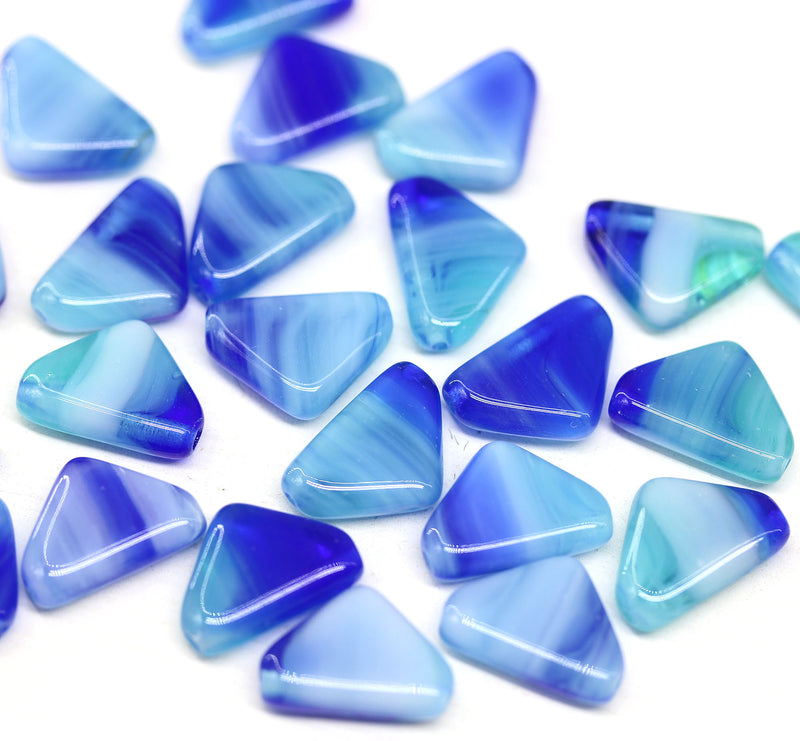12x9mm Blue triangle beads Czech glass, 25Pc