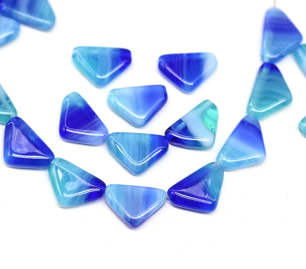 12x9mm Blue triangle beads Czech glass, 25Pc