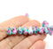 6x9mm Pink green czech glass teardrop beads, 40pc