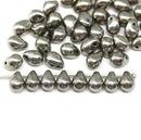 5x7mm Dark silver teardrop beads Czech glass drops, 50pc