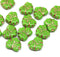 11x13mm Light green maple czech glass leaf beads copper wash, 15pc