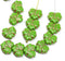 11x13mm Light green maple czech glass leaf beads copper wash, 15pc