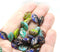 12x7mm Czech glass leaf beads mix copper wash, 30pc