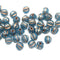 4mm Opal blue copper wash melon shape glass beads, 50pc
