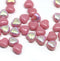 6mm Opaque pink heart czech glass small beads AB finish - 30pc