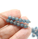 4mm Opal blue copper wash melon shape glass beads, 50pc