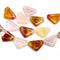12x9mm Pink red yellow triangle beads Czech glass, 25Pc