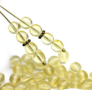 6mm Light yellow round druk czech glass beads, 40Pc